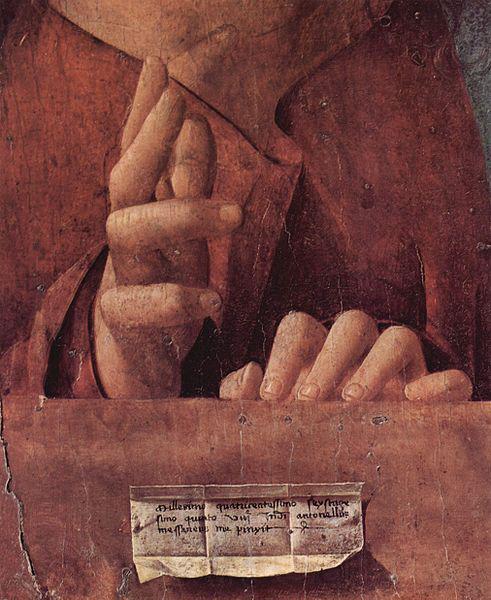 Antonello da Messina Salvator mundi, Detail